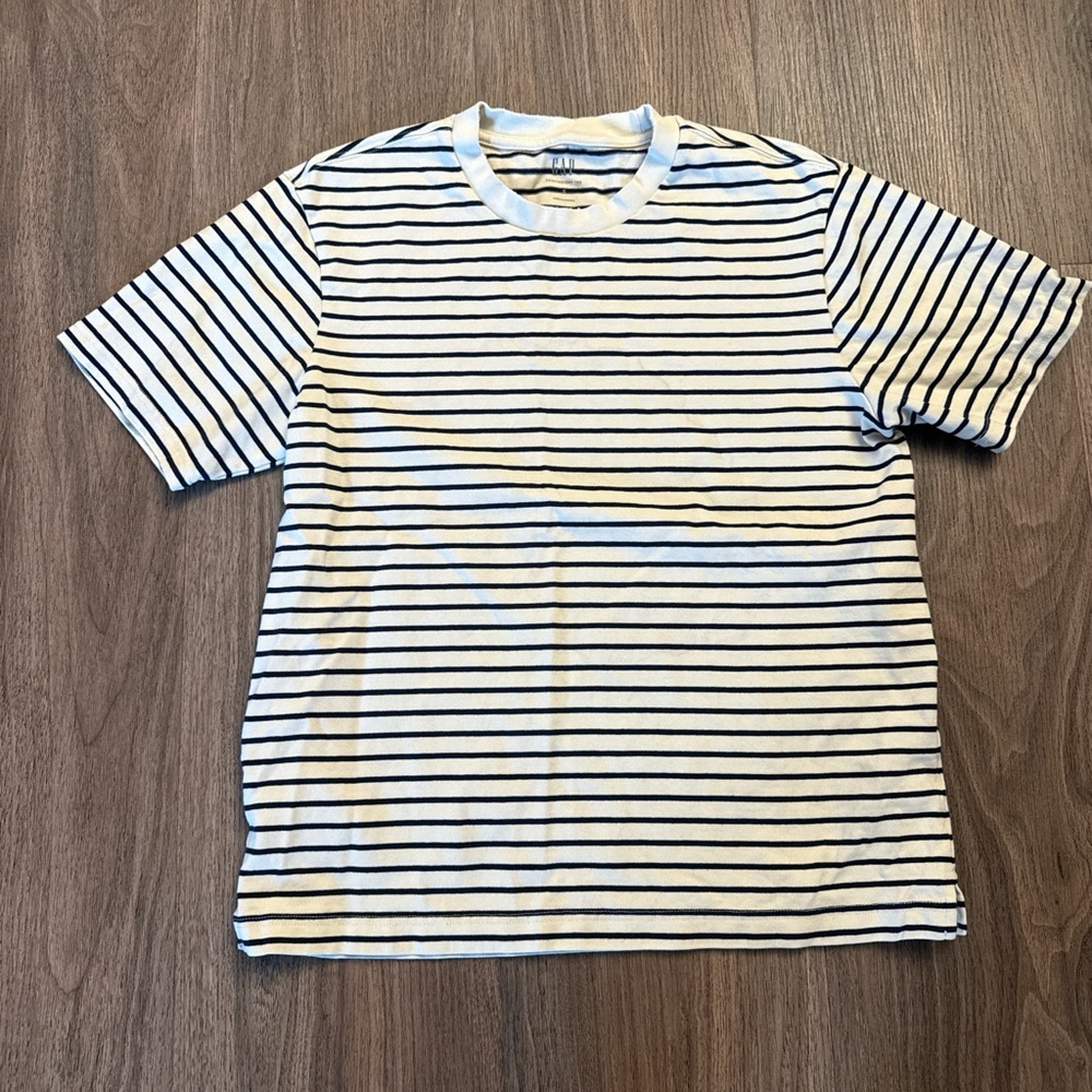 GAP White Navy Striped Short Sleeve Tee